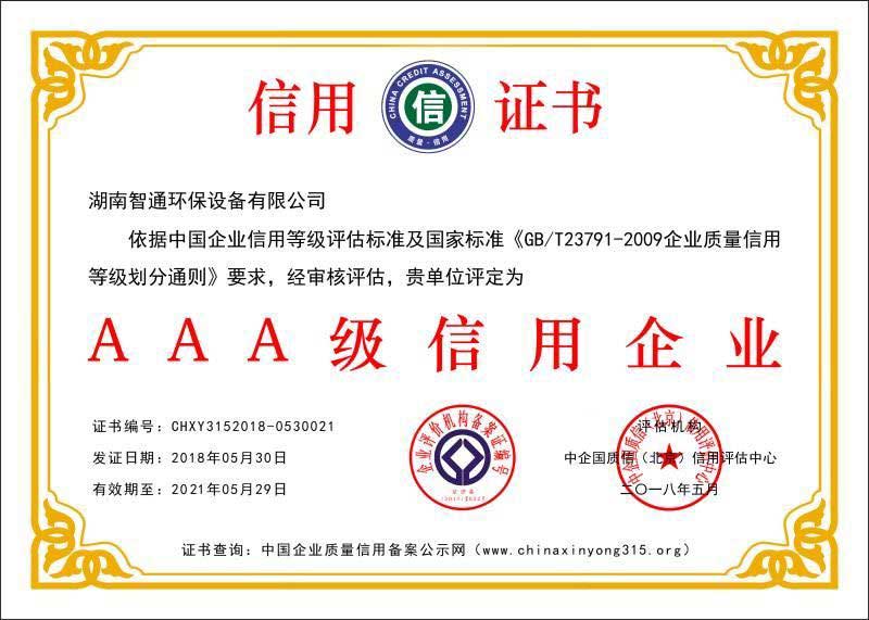 AAA信用等級(jí)證書